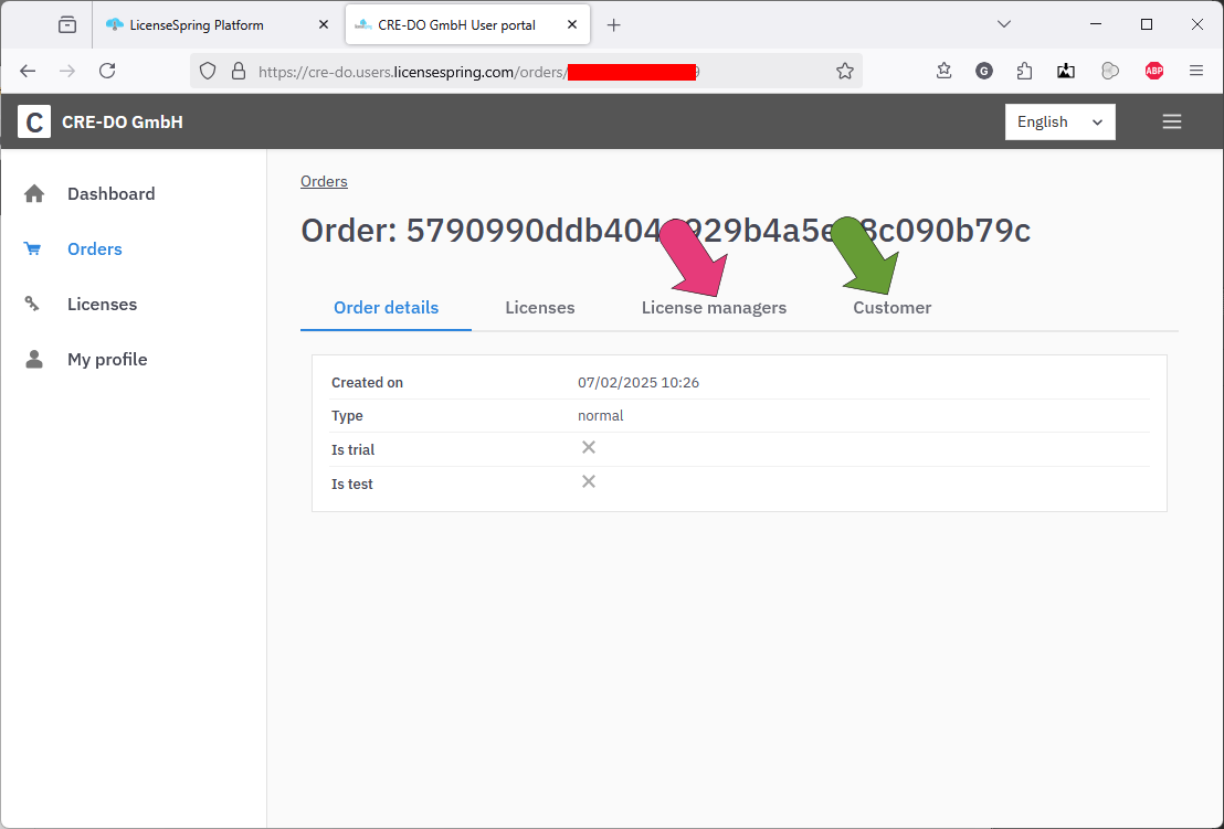 Order details
